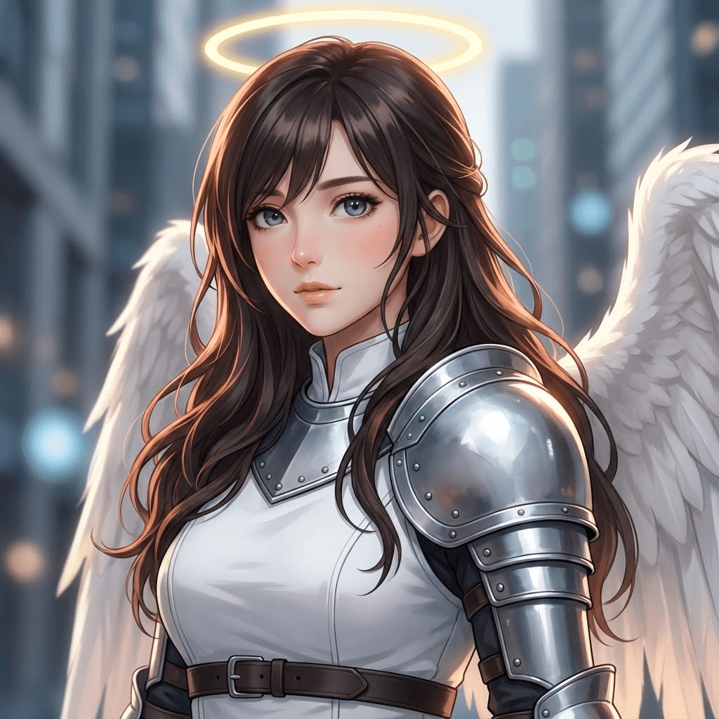 Half-realistic anime angelic female knight - Rynjer AI Anime Generator