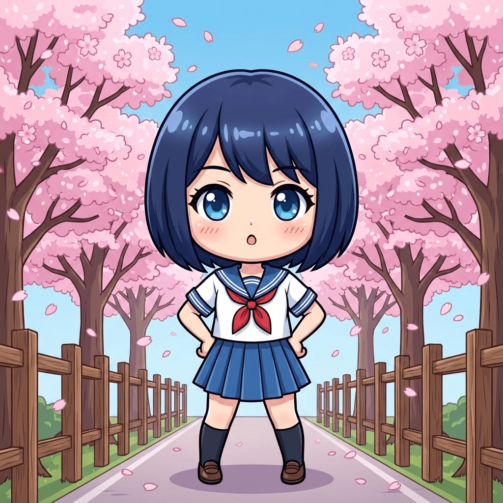 Adorable chibi schoolgirl anime illustration - Rynjer AI Anime Generator